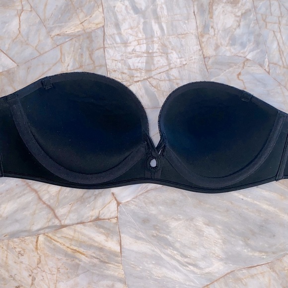 Black Victoria Secret Strapless Bombshell Miraculous Satin Push-up Bra Mesh - Picture 7 of 9